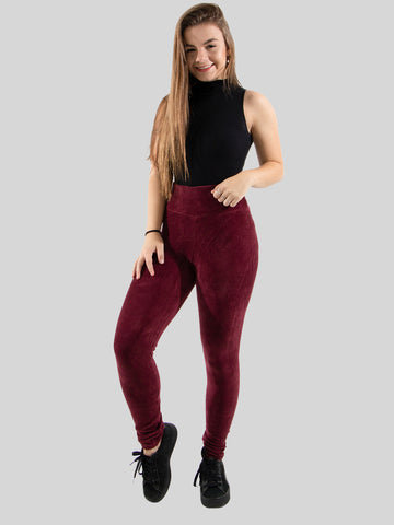 Calça Legging Veludo Cotelê Cintura Alta