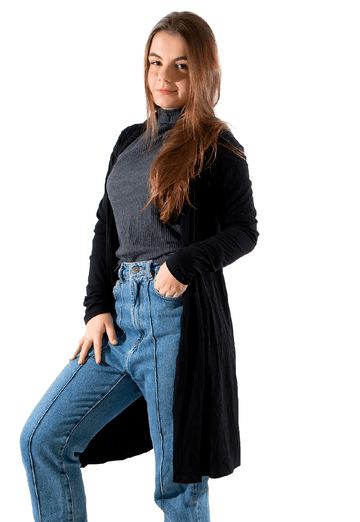 Cardigan Canelado Preto