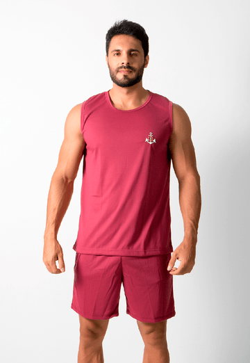 Pijama Curto Camiseta Short Vinho