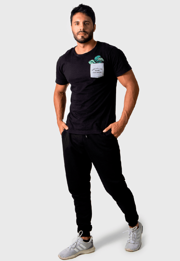 Calça Masculina Moletinho Jogguer Com Punho Preto
