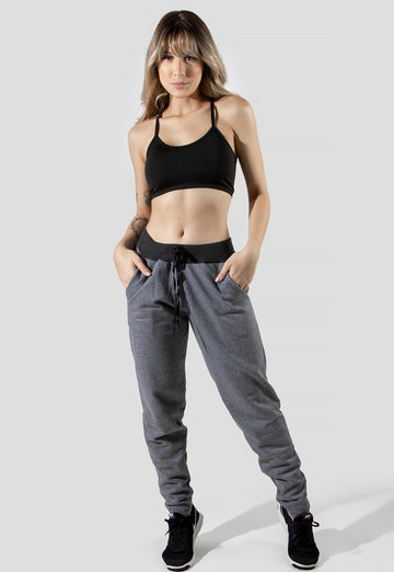 Calça Feminina Moletinho Jogguer Cinza Chumbo
