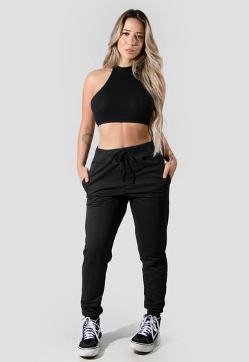 Calça Feminina Com Punho Preto