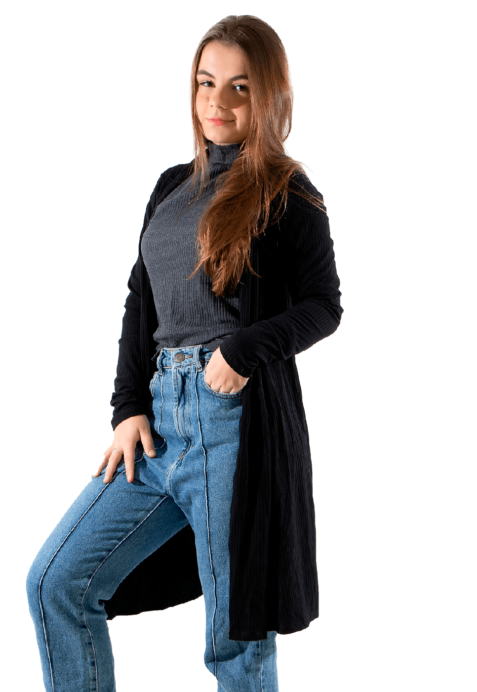 Cardigan Canelado Preto