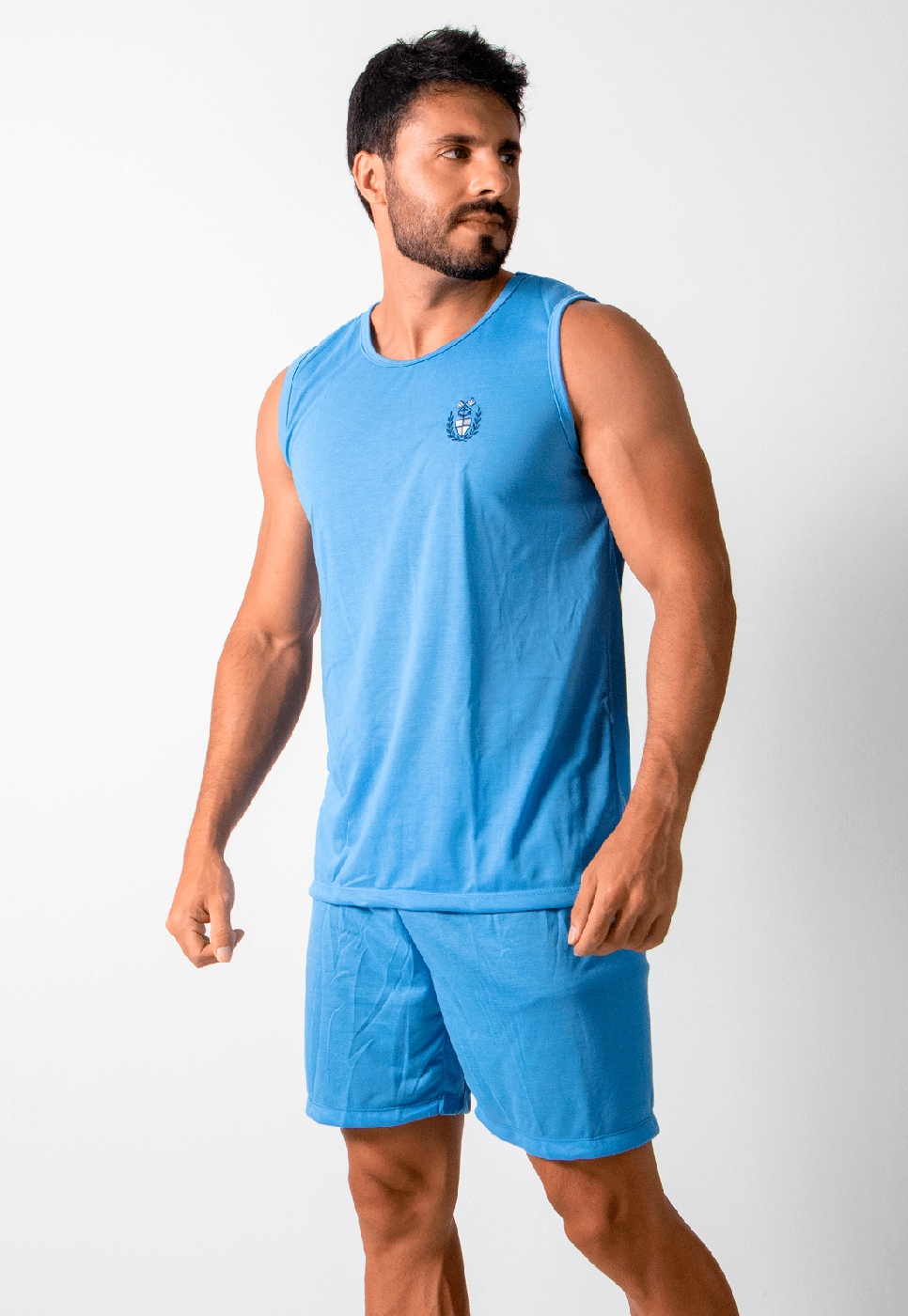 Pijama Curto Camiseta Short Azul