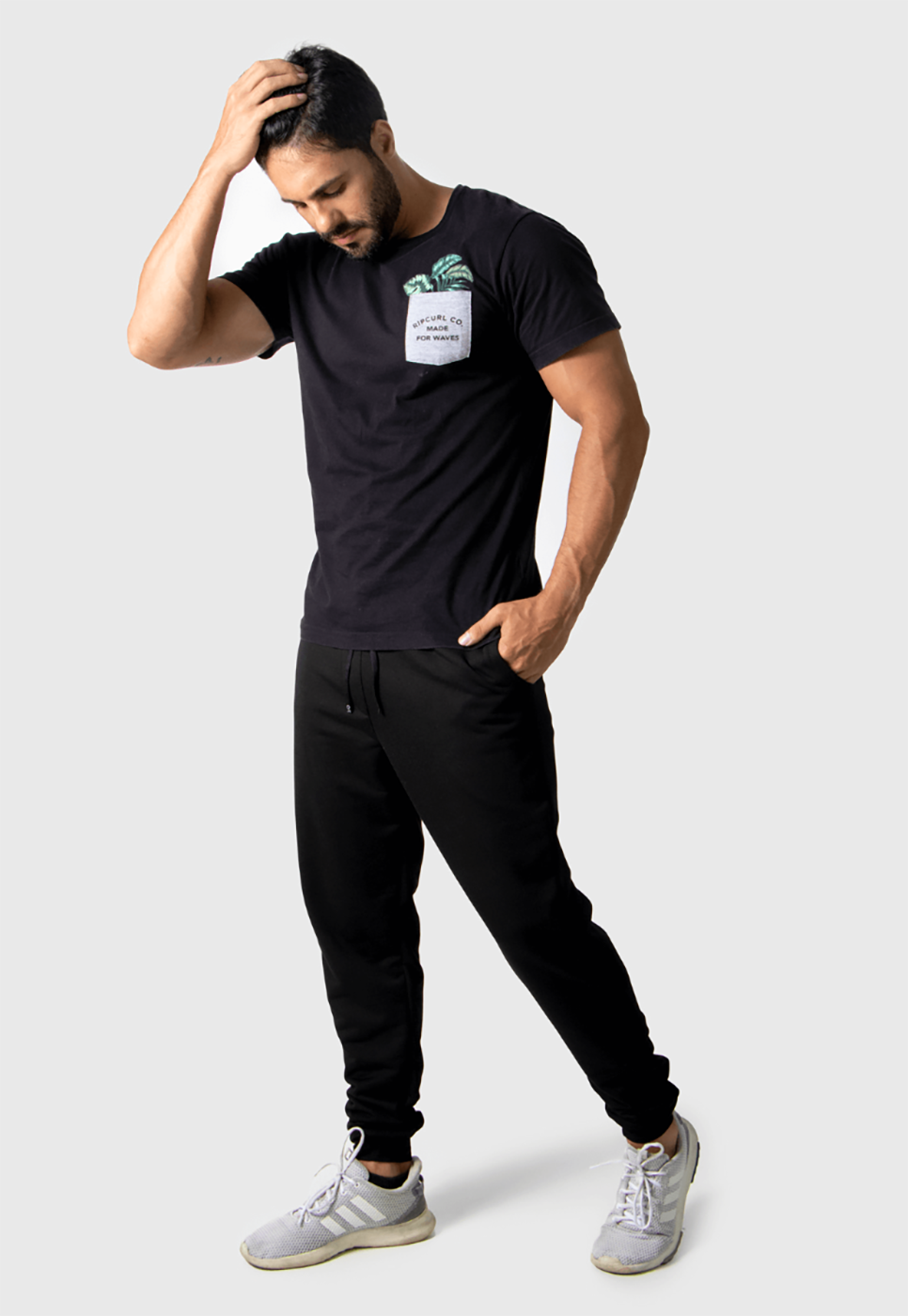 Calça Masculina Moletinho Jogguer Com Punho Preto